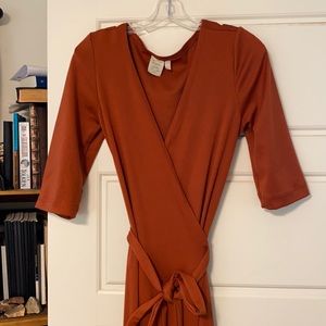 Shabby Apple Pumpkin Wrap Dress